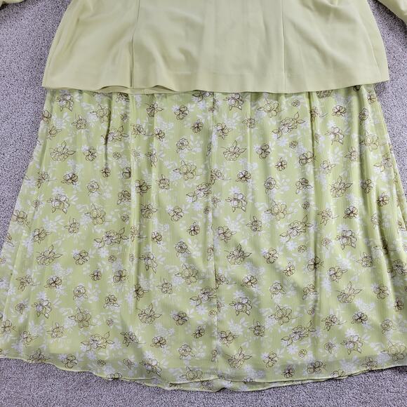 Sandra Darren Womens Suit Set 24W Green 2 Piece Jacket Floral Midi Skirt Career - Picture 4 of 16